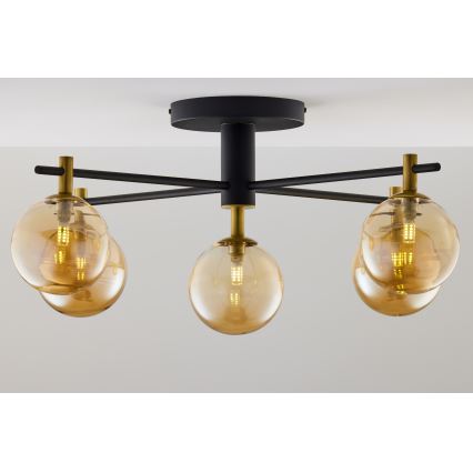 Jupiter 2032 - Ytmonterad ljuskrona FIGARO 5xG9/10W/230V svart/guld/beige
