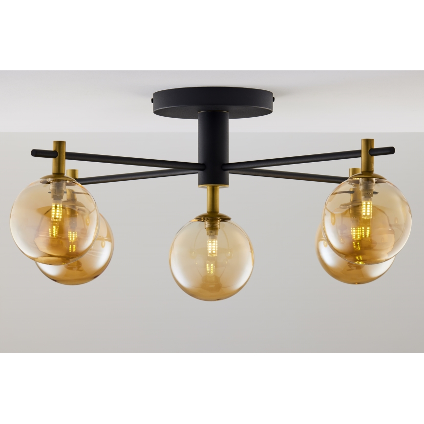 Jupiter 2032 - Ytmonterad ljuskrona FIGARO 5xG9/10W/230V svart/guld/beige