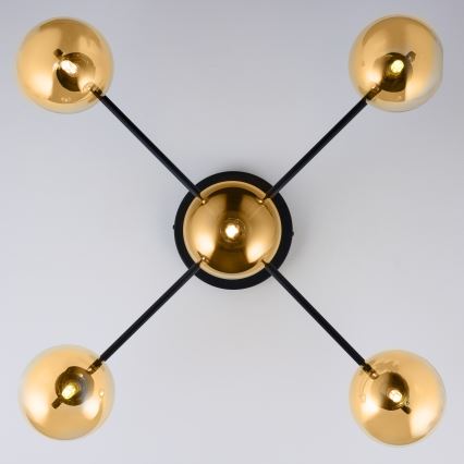 Jupiter 2032 - Ytmonterad ljuskrona FIGARO 5xG9/10W/230V svart/guld/beige