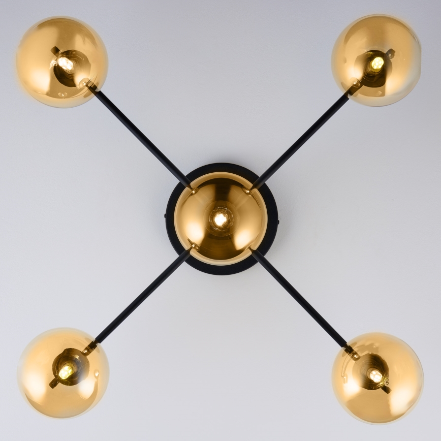 Jupiter 2032 - Ytmonterad ljuskrona FIGARO 5xG9/10W/230V svart/guld/beige