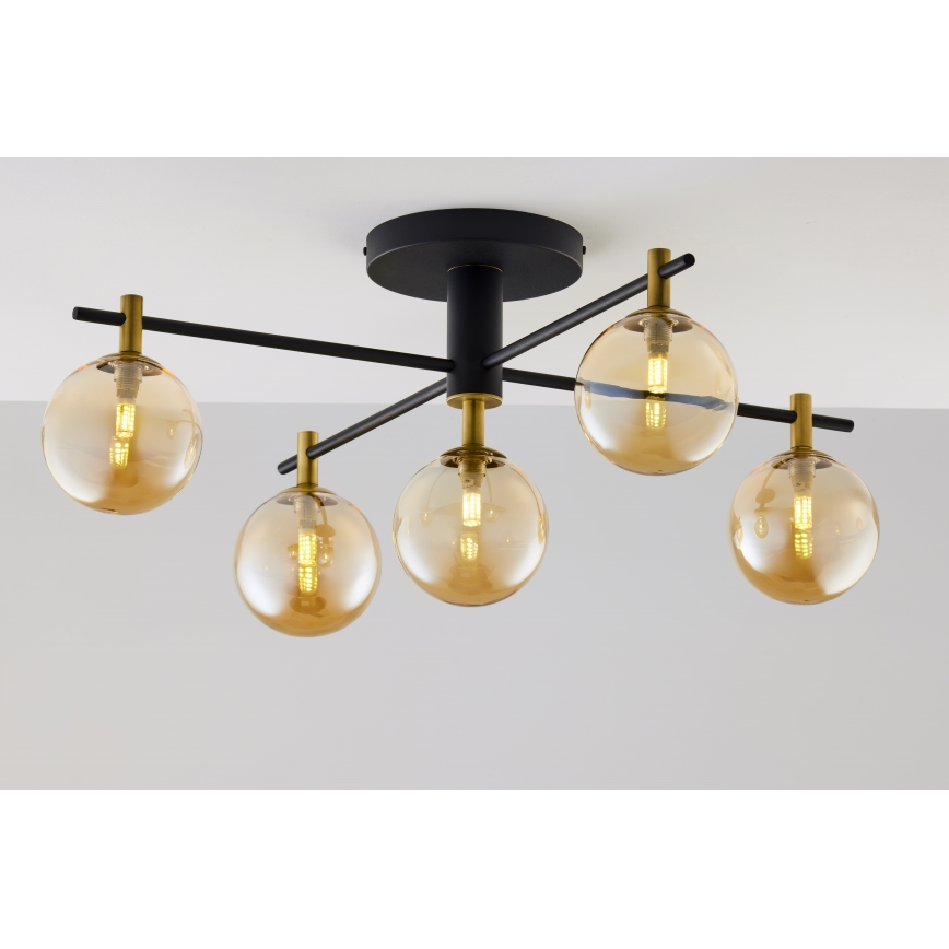Jupiter 2032 - Ytmonterad ljuskrona FIGARO 5xG9/10W/230V svart/guld/beige