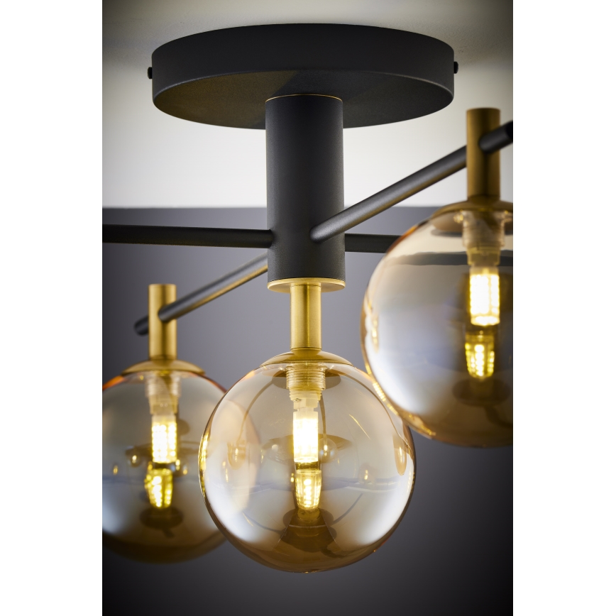Jupiter 2032 - Ytmonterad ljuskrona FIGARO 5xG9/10W/230V svart/guld/beige