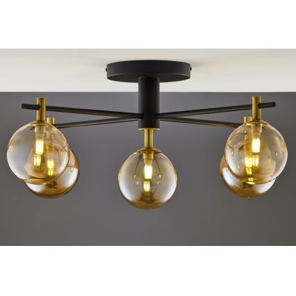 Jupiter 2032 - Ytmonterad ljuskrona FIGARO 5xG9/10W/230V svart/guld/beige