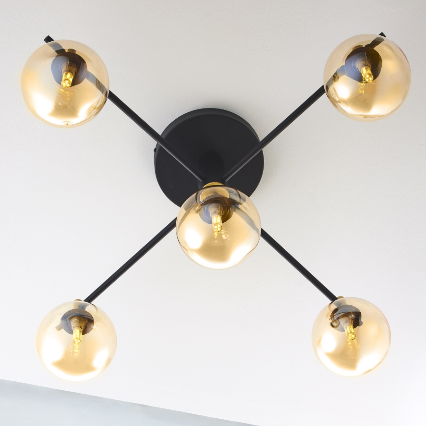 Jupiter 2032 - Ytmonterad ljuskrona FIGARO 5xG9/10W/230V svart/guld/beige