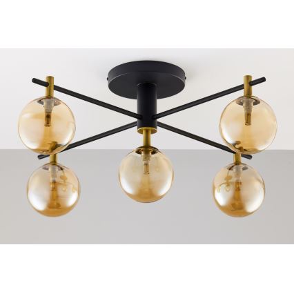 Jupiter 2032 - Ytmonterad ljuskrona FIGARO 5xG9/10W/230V svart/guld/beige