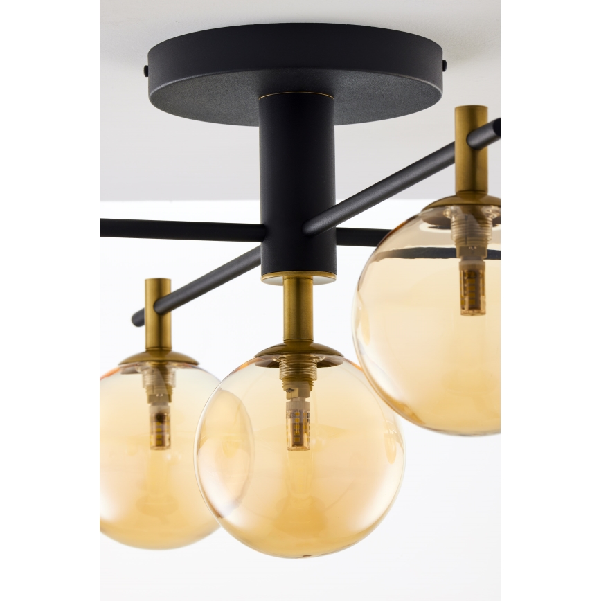 Jupiter 2032 - Ytmonterad ljuskrona FIGARO 5xG9/10W/230V svart/guld/beige