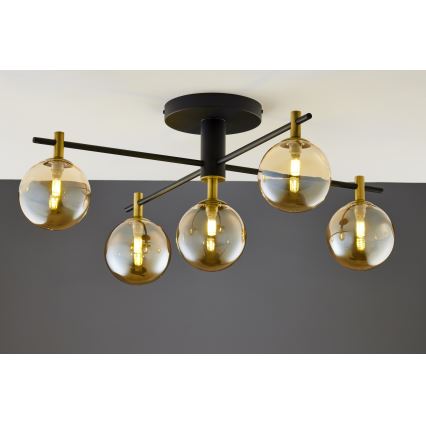 Jupiter 2032 - Ytmonterad ljuskrona FIGARO 5xG9/10W/230V svart/guld/beige