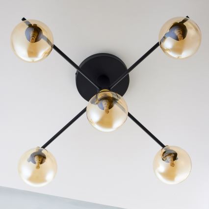 Jupiter 2032 - Ytmonterad ljuskrona FIGARO 5xG9/10W/230V svart/guld/beige