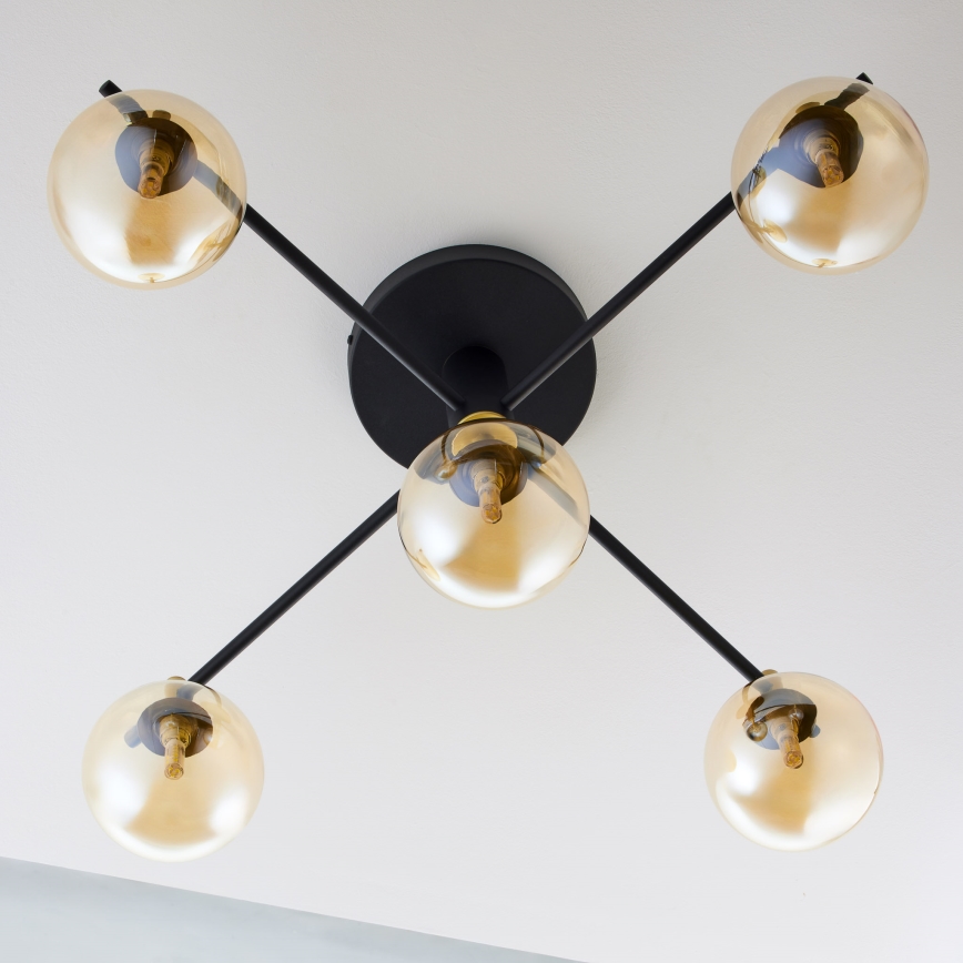 Jupiter 2032 - Ytmonterad ljuskrona FIGARO 5xG9/10W/230V svart/guld/beige