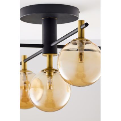 Jupiter 2032 - Ytmonterad ljuskrona FIGARO 5xG9/10W/230V svart/guld/beige
