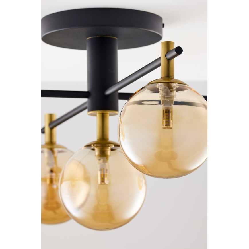 Jupiter 2032 - Ytmonterad ljuskrona FIGARO 5xG9/10W/230V svart/guld/beige