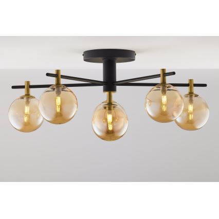 Jupiter 2033 - Ytmonterad ljuskrona FIGARO 6xG9/10W/230V svart/guld/beige