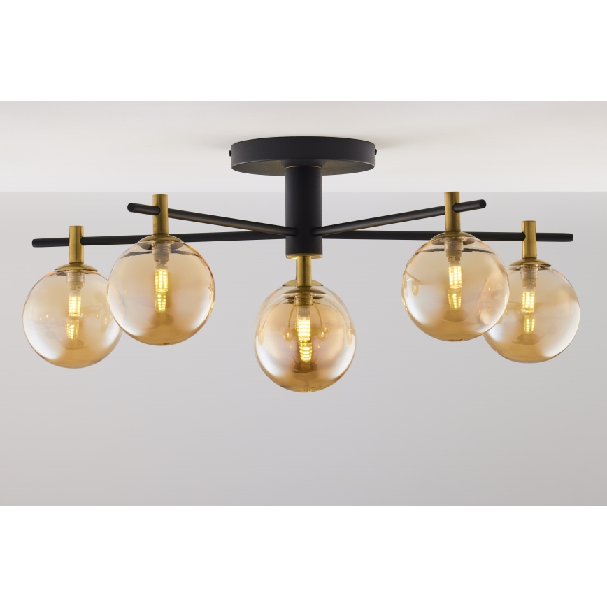 Jupiter 2033 - Ytmonterad ljuskrona FIGARO 6xG9/10W/230V svart/guld/beige