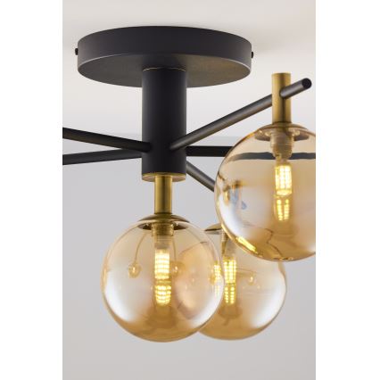 Jupiter 2033 - Ytmonterad ljuskrona FIGARO 6xG9/10W/230V svart/guld/beige
