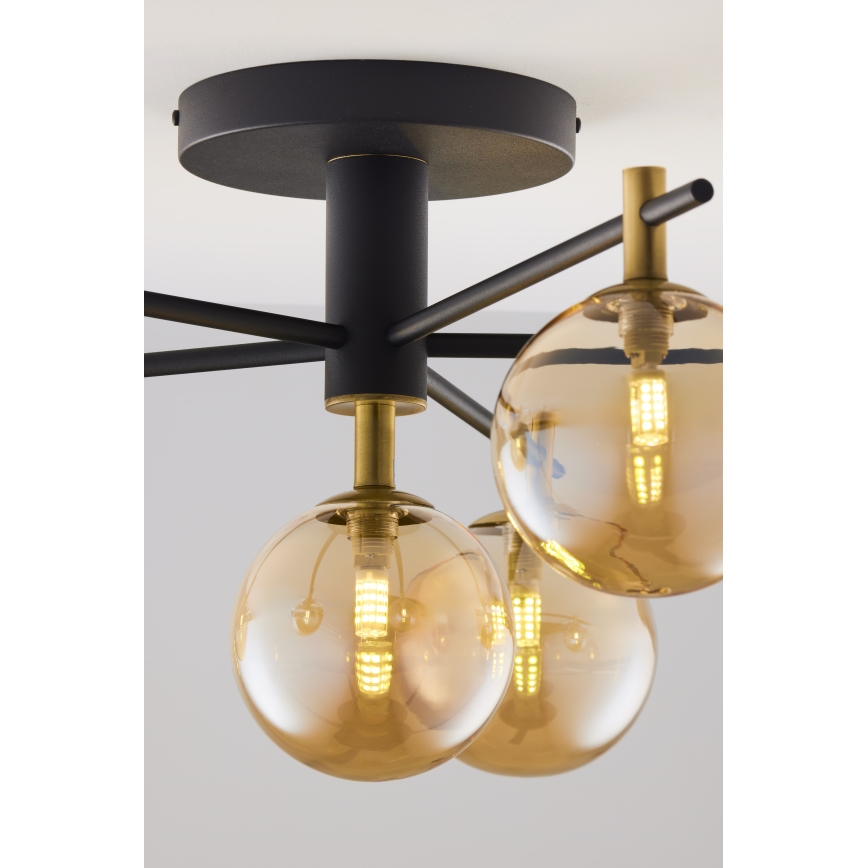 Jupiter 2033 - Ytmonterad ljuskrona FIGARO 6xG9/10W/230V svart/guld/beige