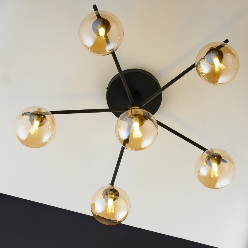 Jupiter 2033 - Ytmonterad ljuskrona FIGARO 6xG9/10W/230V svart/guld/beige