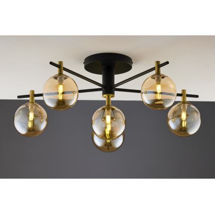 Jupiter 2033 - Ytmonterad ljuskrona FIGARO 6xG9/10W/230V svart/guld/beige