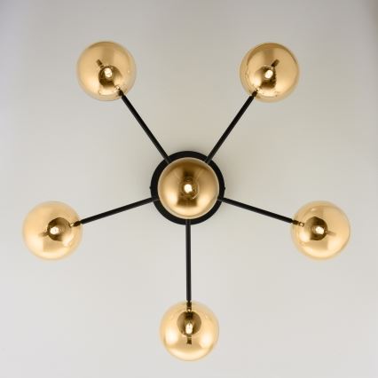 Jupiter 2033 - Ytmonterad ljuskrona FIGARO 6xG9/10W/230V svart/guld/beige