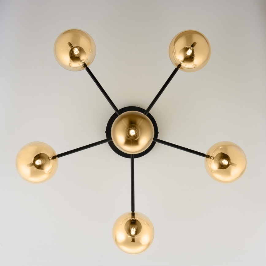 Jupiter 2033 - Ytmonterad ljuskrona FIGARO 6xG9/10W/230V svart/guld/beige