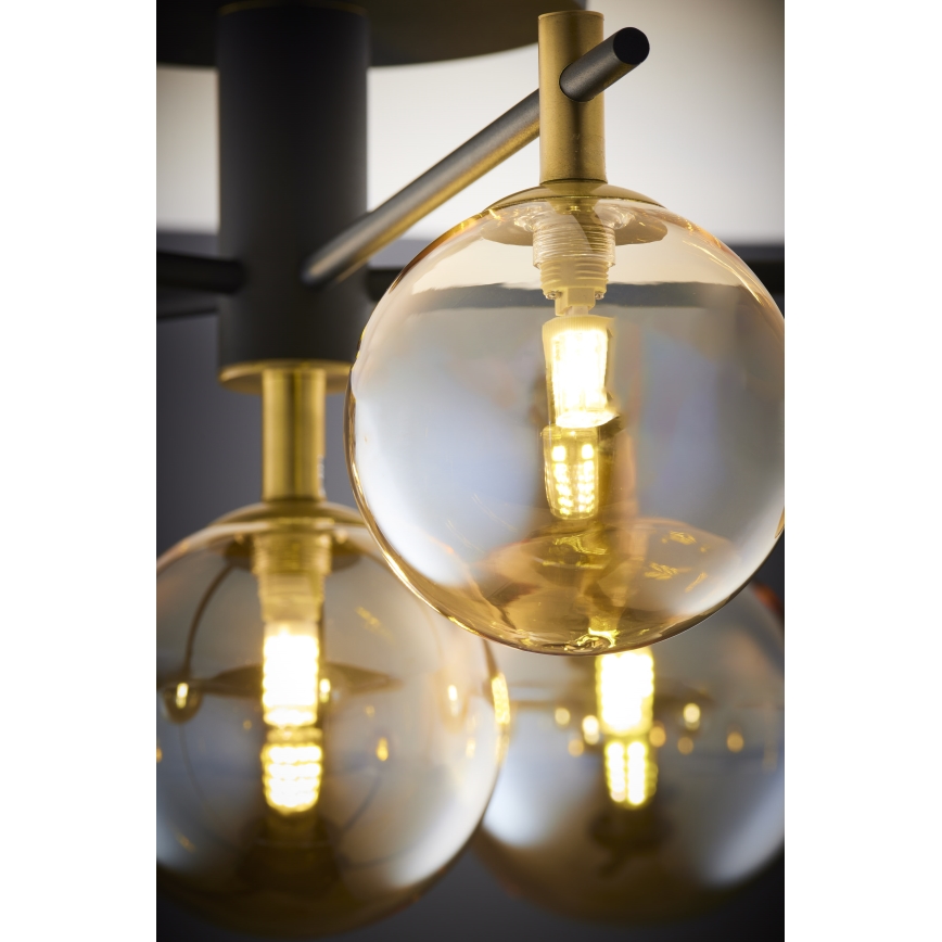 Jupiter 2033 - Ytmonterad ljuskrona FIGARO 6xG9/10W/230V svart/guld/beige
