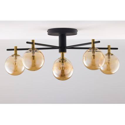 Jupiter 2033 - Ytmonterad ljuskrona FIGARO 6xG9/10W/230V svart/guld/beige