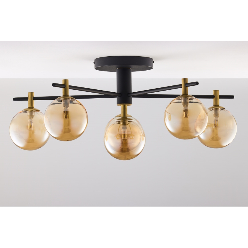 Jupiter 2033 - Ytmonterad ljuskrona FIGARO 6xG9/10W/230V svart/guld/beige