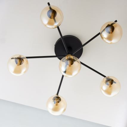 Jupiter 2033 - Ytmonterad ljuskrona FIGARO 6xG9/10W/230V svart/guld/beige