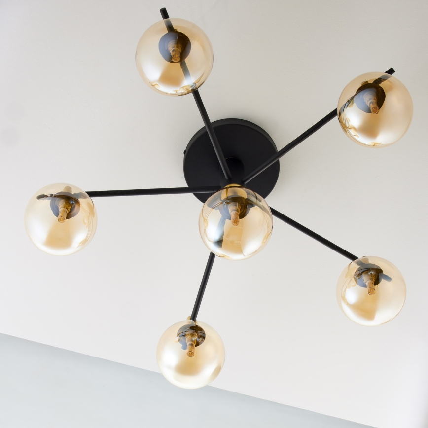 Jupiter 2033 - Ytmonterad ljuskrona FIGARO 6xG9/10W/230V svart/guld/beige