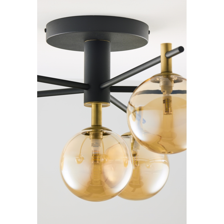 Jupiter 2033 - Ytmonterad ljuskrona FIGARO 6xG9/10W/230V svart/guld/beige