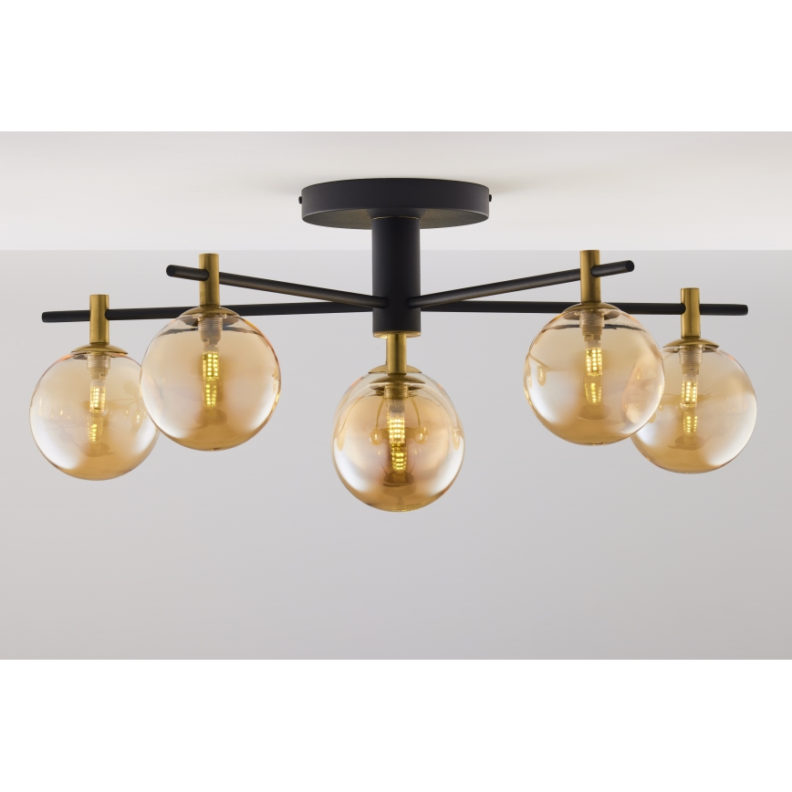 Jupiter 2033 - Ytmonterad ljuskrona FIGARO 6xG9/10W/230V svart/guld/beige