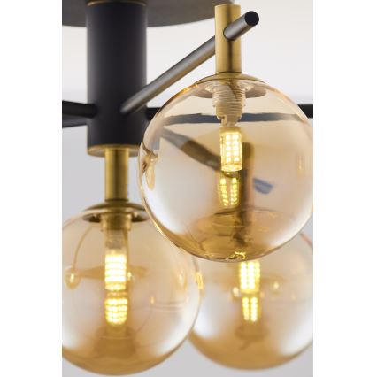 Jupiter 2033 - Ytmonterad ljuskrona FIGARO 6xG9/10W/230V svart/guld/beige