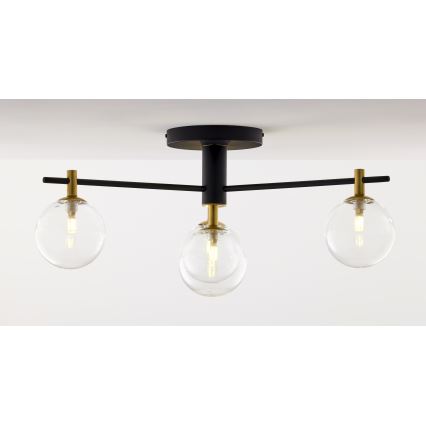 Jupiter 2034 - Ytmonterad ljuskrona FIGARO 4xG9/10W/230V svart/guld/beige/genomskinlig