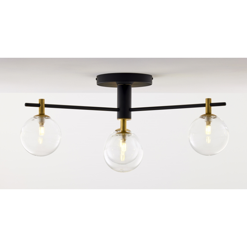 Jupiter 2034 - Ytmonterad ljuskrona FIGARO 4xG9/10W/230V svart/guld/beige/genomskinlig