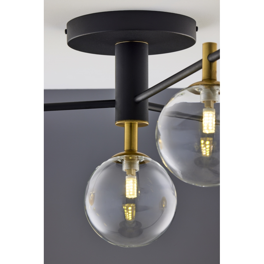 Jupiter 2034 - Ytmonterad ljuskrona FIGARO 4xG9/10W/230V svart/guld/beige/genomskinlig