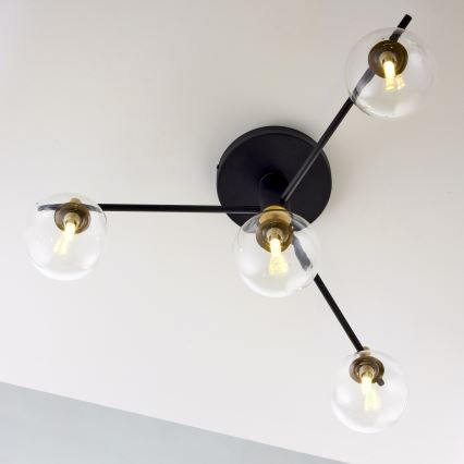 Jupiter 2034 - Ytmonterad ljuskrona FIGARO 4xG9/10W/230V svart/guld/beige/genomskinlig