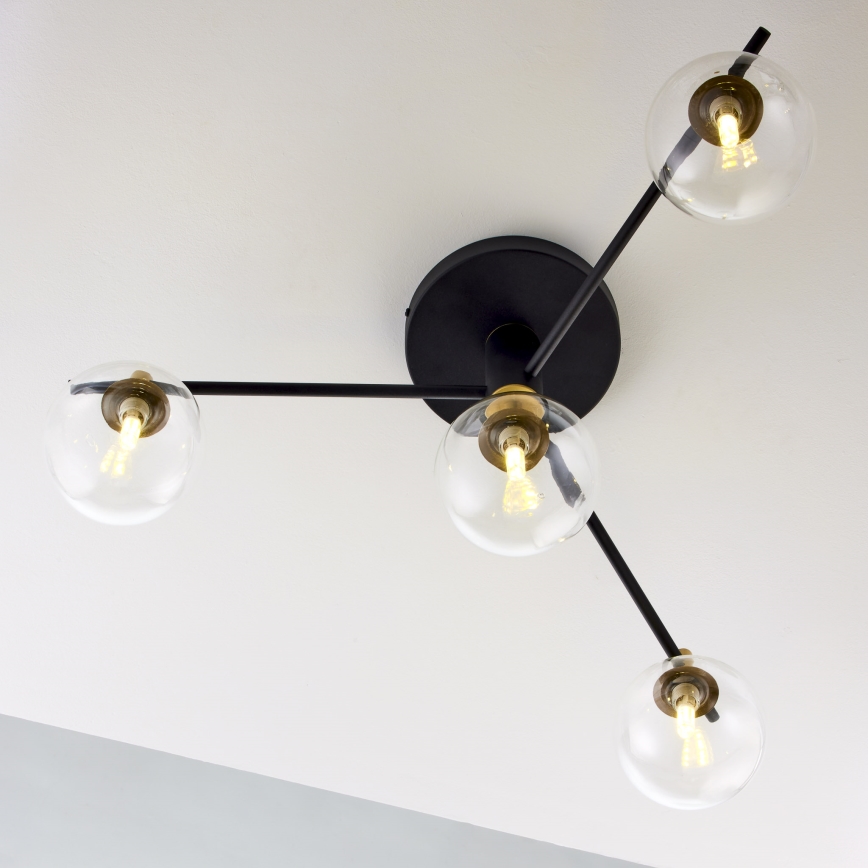Jupiter 2034 - Ytmonterad ljuskrona FIGARO 4xG9/10W/230V svart/guld/beige/genomskinlig