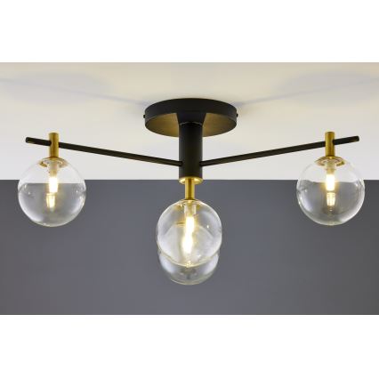 Jupiter 2034 - Ytmonterad ljuskrona FIGARO 4xG9/10W/230V svart/guld/beige/genomskinlig