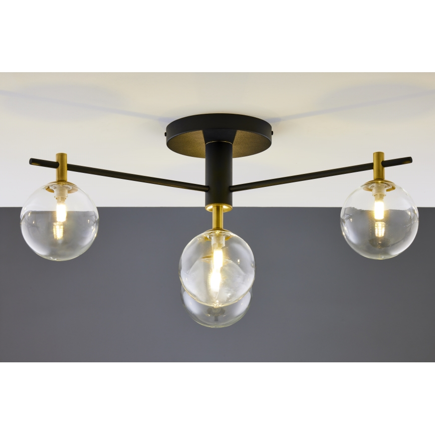 Jupiter 2034 - Ytmonterad ljuskrona FIGARO 4xG9/10W/230V svart/guld/beige/genomskinlig