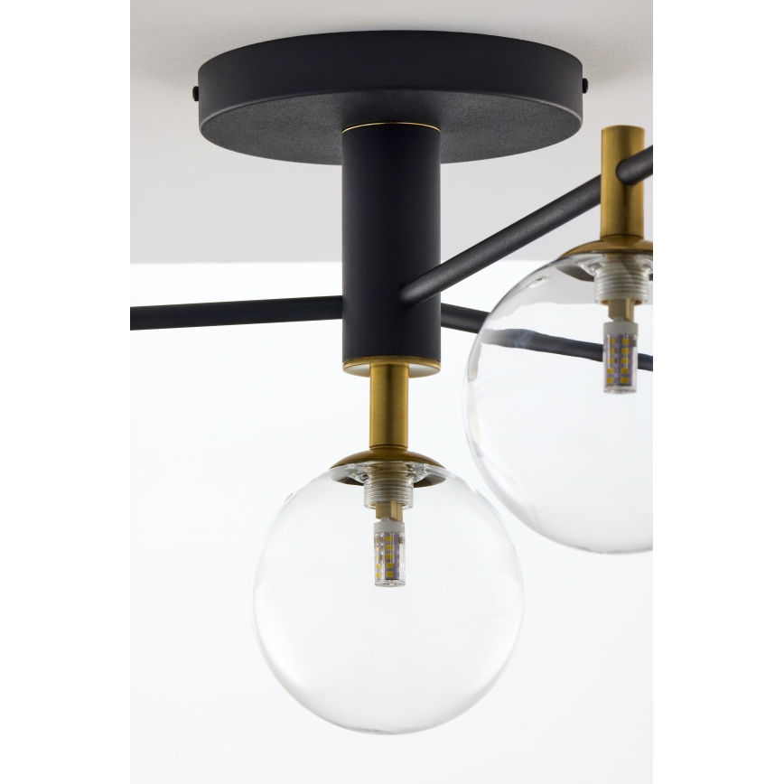 Jupiter 2034 - Ytmonterad ljuskrona FIGARO 4xG9/10W/230V svart/guld/beige/genomskinlig