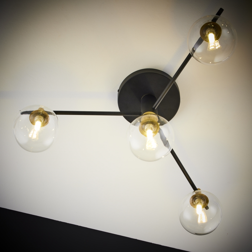 Jupiter 2034 - Ytmonterad ljuskrona FIGARO 4xG9/10W/230V svart/guld/beige/genomskinlig