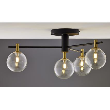 Jupiter 2034 - Ytmonterad ljuskrona FIGARO 4xG9/10W/230V svart/guld/beige/genomskinlig