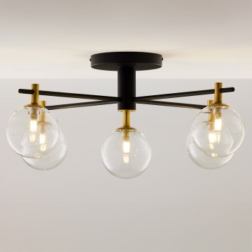 Jupiter 2035 - Ytmonterad ljuskrona FIGARO 5xG9/10W/230V svart/guld/beige/genomskinlig