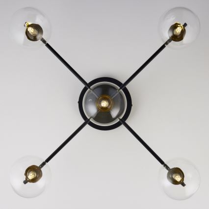 Jupiter 2035 - Ytmonterad ljuskrona FIGARO 5xG9/10W/230V svart/guld/beige/genomskinlig