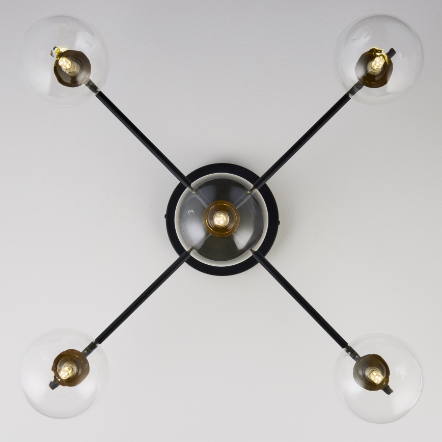 Jupiter 2035 - Ytmonterad ljuskrona FIGARO 5xG9/10W/230V svart/guld/beige/genomskinlig