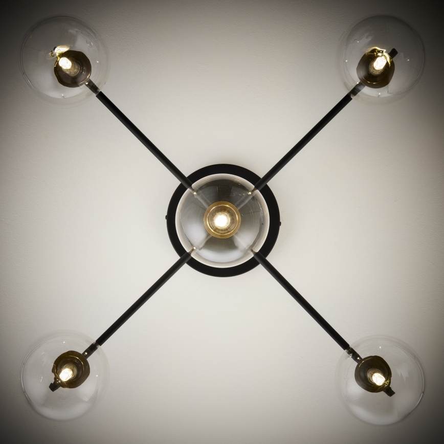 Jupiter 2035 - Ytmonterad ljuskrona FIGARO 5xG9/10W/230V svart/guld/beige/genomskinlig