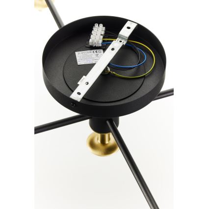Jupiter 2035 - Ytmonterad ljuskrona FIGARO 5xG9/10W/230V svart/guld/beige/genomskinlig