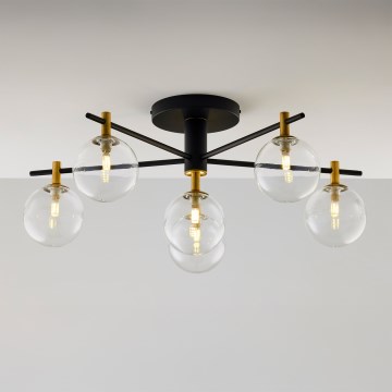 Jupiter 2036 - Ytmonterad ljuskrona FIGARO 6xG9/10W/230V svart/guld/beige/genomskinlig
