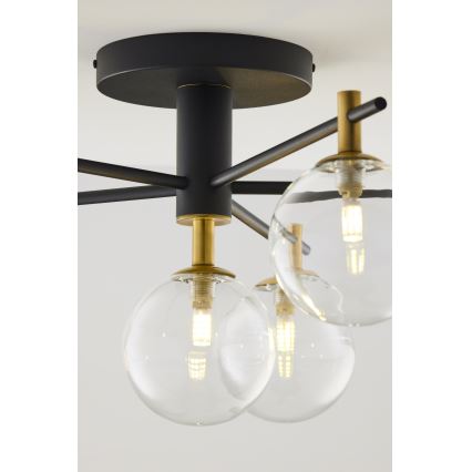 Jupiter 2036 - Ytmonterad ljuskrona FIGARO 6xG9/10W/230V svart/guld/beige/genomskinlig