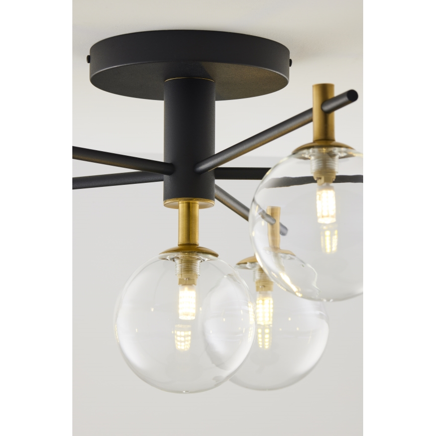 Jupiter 2036 - Ytmonterad ljuskrona FIGARO 6xG9/10W/230V svart/guld/beige/genomskinlig