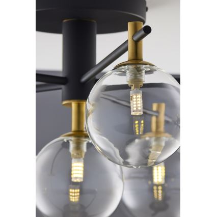 Jupiter 2036 - Ytmonterad ljuskrona FIGARO 6xG9/10W/230V svart/guld/beige/genomskinlig